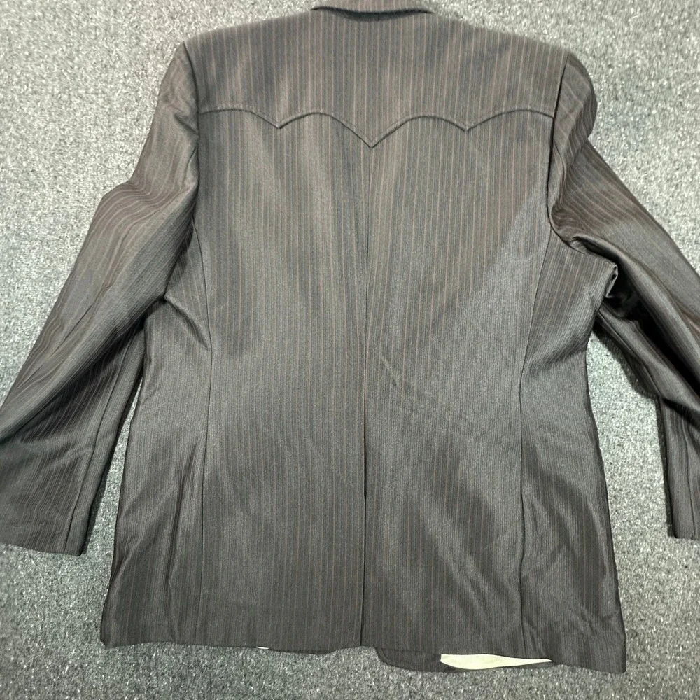 Lasso Western Suit Men 48L Brown Pinstripe Cowboy Yoke 2-Piece Set Vintage Style